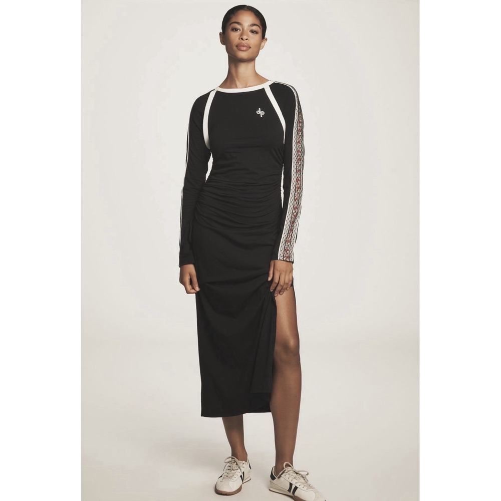 NWT Anthropologie Daily Practice Dress Long-Sleeve Ruched Midi Size XS Preppy